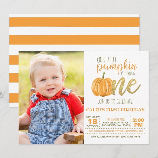 Invitation pour le premier anniversaire du citroui (Devant / Derrière)