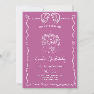 Invitation pour le premier anniversaire : Gâteau à