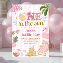 Invitation pour le premier anniversaire Pink Strip