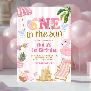 Invitation pour le premier anniversaire Pink Strip