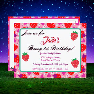 Invitation pour le premier anniversaire Rose Frais