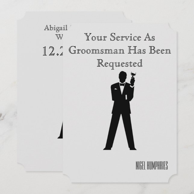 Invitation pour le témoin ou un garçon d'honneur (Devant / Derrière)