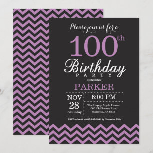 Invitation pour les 100 ans Anniversaire Noir et V
