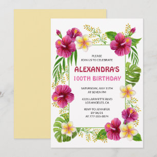 Invitation pour les 100 ans Anniversaire Tropical