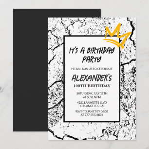 Invitation pour les 100 ans Hommes Graffiti Noir