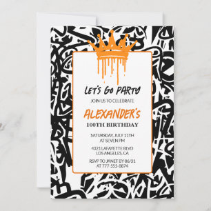 Invitation pour les 100 ans Hommes Graffiti Peintu