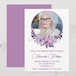 Invitation pour les 100 ans Photo Floral Boho