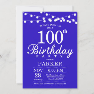 Invitation pour les 100 ans Royal Blue