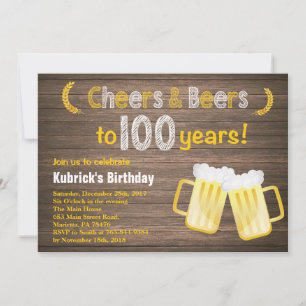 Invitation pour les 100 ans Rustic Cheers and Beer
