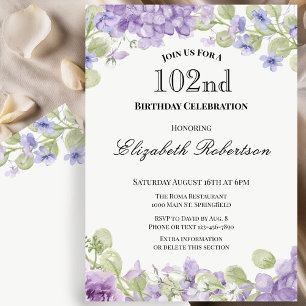 Invitation pour les 102 ans Élégante Fleur Violett
