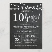 Invitation pour les 10 ans de mariage Tableau noir