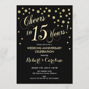 Invitation pour les 15 ans de mariage - Noir & Or