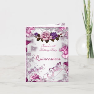Invitation pour les 15 ans de Quinceanera Rose Bla