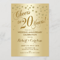 Invitation pour les 20 ans de mariage en or