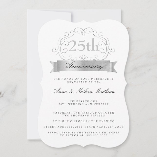 Invitation pour les 25 ans de Mariage (Devant)