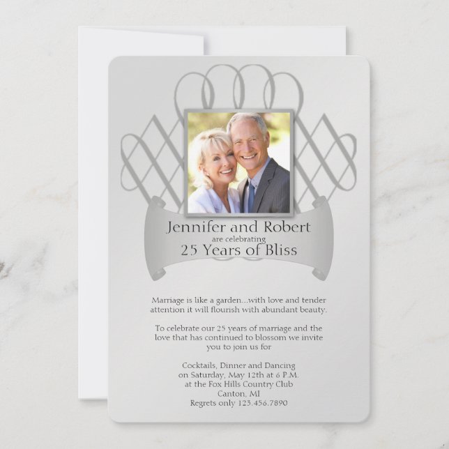 Invitation pour les 25 ans de mariage aux Noces d' (Devant)