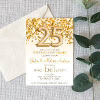 Invitation pour les 25 ans de mariage avec confett