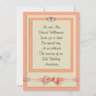 Invitation pour les 25 ans de mariage couleurs pêc