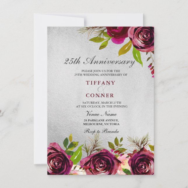 Invitation pour les 25 ans de mariage en Bourgogne (Devant)