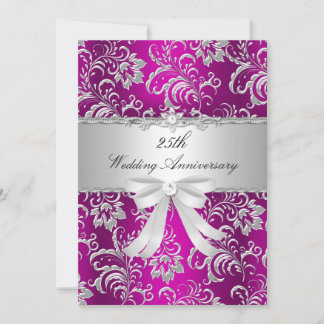 Invitation pour les 25 ans de mariage Fleurs roses