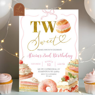 Invitation pour les 2 ans de gâteau de sucreries à