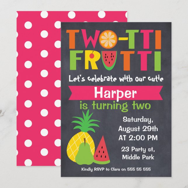 Invitation pour les 2 ans du tableau Two-tii Frutt (Devant / Derrière)