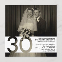Invitation pour les 30 ans de mariage 5,25 x 5,25
