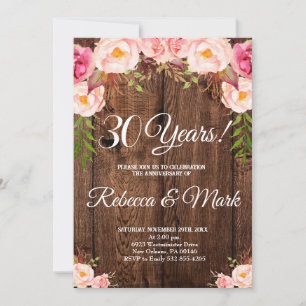 Invitation pour les 30 ans de mariage, Anniversair