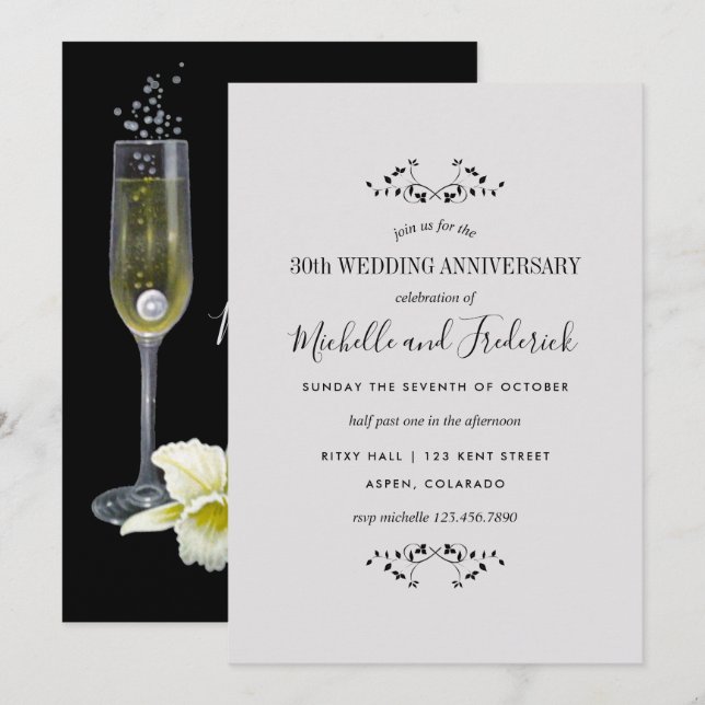 Invitation pour les 30 ans de mariage de noces de  (Devant / Derrière)