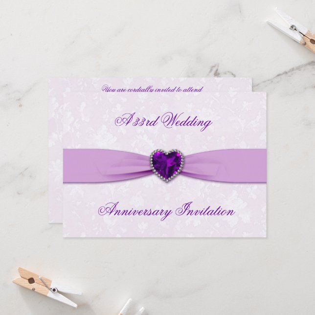 Invitation pour les 33 ans de mariage en Damas (Devant/Arrière en situation)