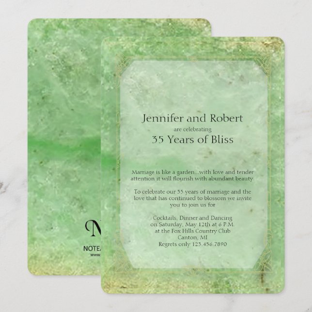 Invitation pour les 35 ans de mariage en Nefrite N (Devant / Derrière)