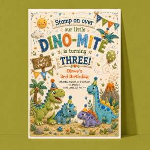 Invitation pour les 3 ans avec dinosaure