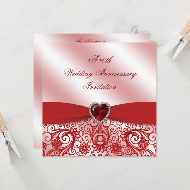 Invitation pour les 40 ans de mariage de rubis (Devant/Arrière en situation)