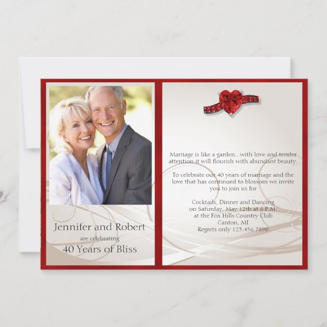 Invitation pour les 40 ans de mariage de Ruby Hear (Devant)