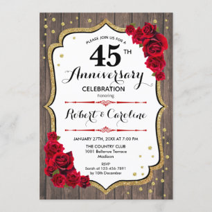 Invitation pour les 45 ans de mariage - Bois rusti