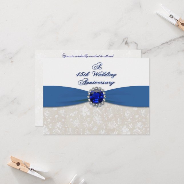 Invitation pour les 45 ans de mariage de Damask (Devant/Arrière en situation)