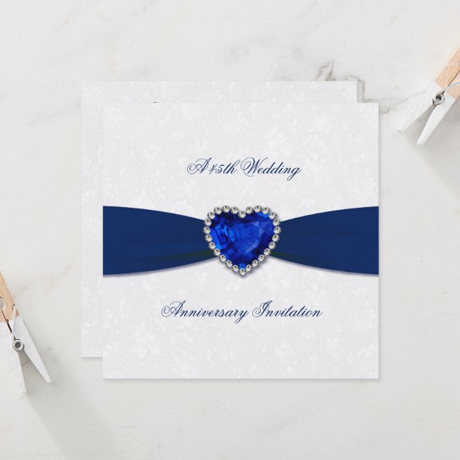 Invitation pour les 45 ans de mariage en Damassé d (Devant/Arrière en situation)