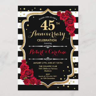 Invitation pour les 45 ans de mariage - Rouge Or N