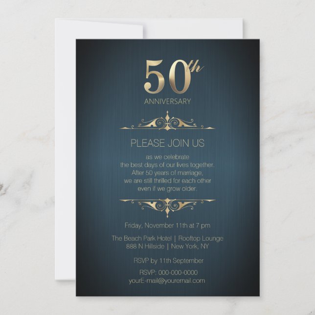 Invitation pour les 50 ans de mariage (Devant)