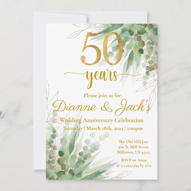 Invitation pour les 50 ans de mariage  (Devant)