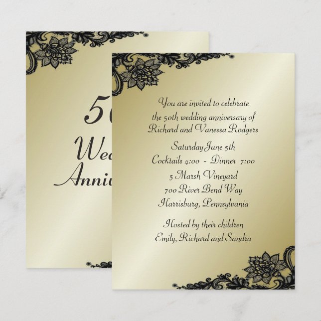 Invitation pour les 50 ans de mariage (Devant / Derrière)