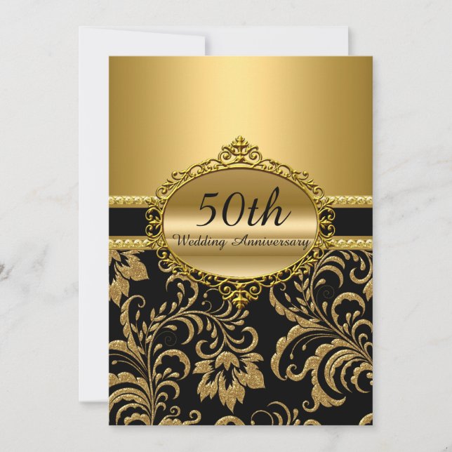 Invitation pour les 50 ans de mariage à motif flor (Devant)