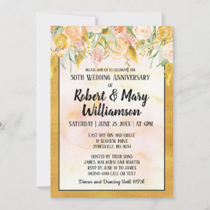 Invitation pour les 50 ans de mariage à motif flor