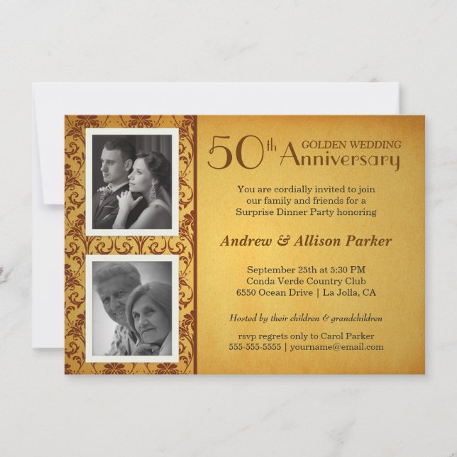Invitation pour les 50 ans de mariage avec 2 photo (Devant)