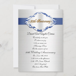Invitation pour les 50 ans de mariage bleu et blan