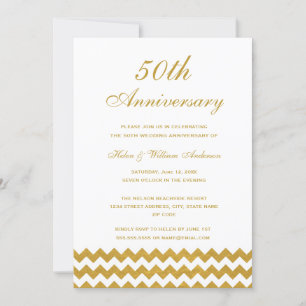 Invitation pour les 50 ans de mariage Chevron Or