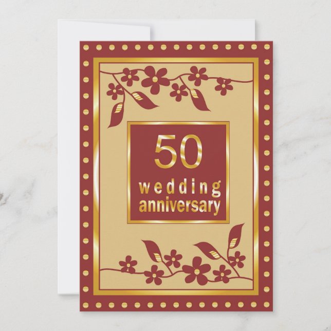 Invitation pour les 50 ans de mariage de noces d'o (Devant)