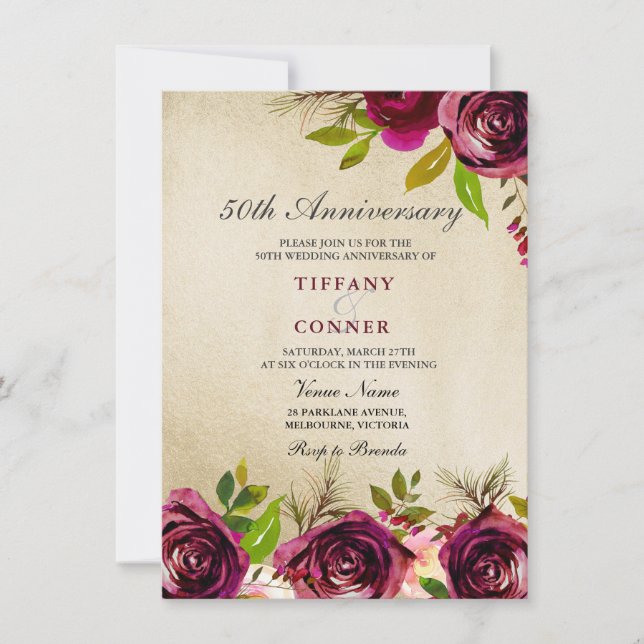 Invitation pour les 50 ans de mariage en Bourgogne (Devant)