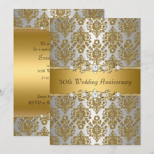Invitation pour les 50 ans de mariage en damas dor