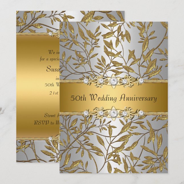 Invitation pour les 50 ans de mariage en feuille d (Devant / Derrière)